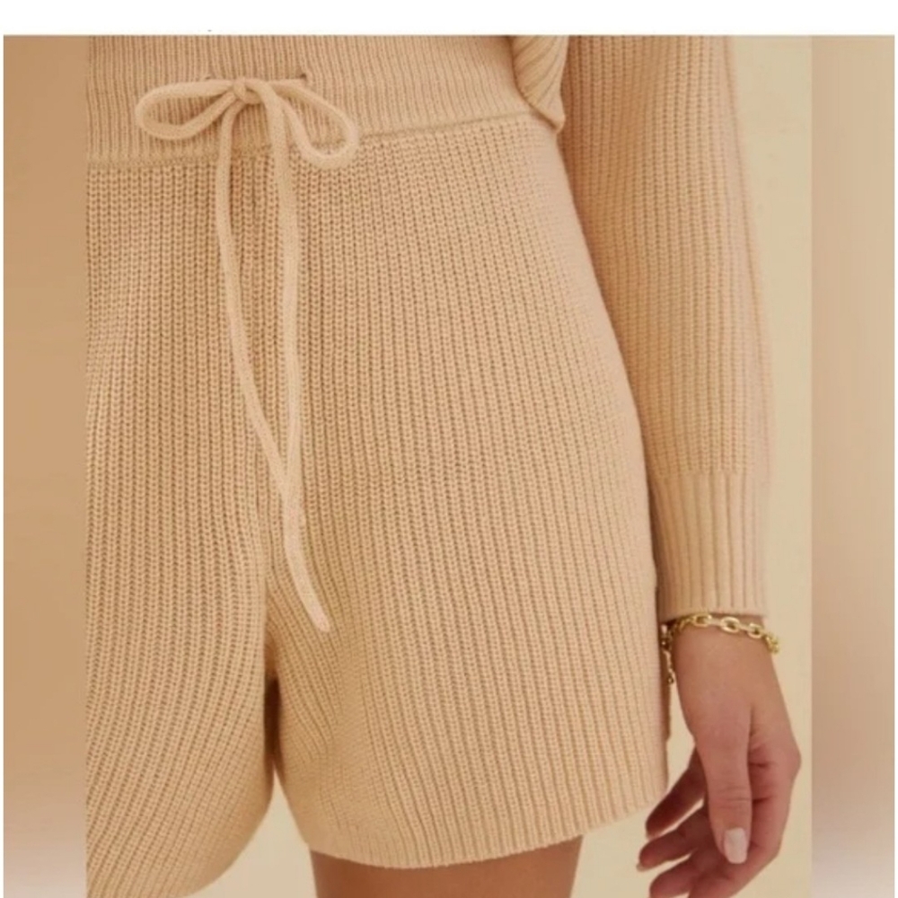 Rachel Parcell High Waist Tan Knit Shorts Sz Large